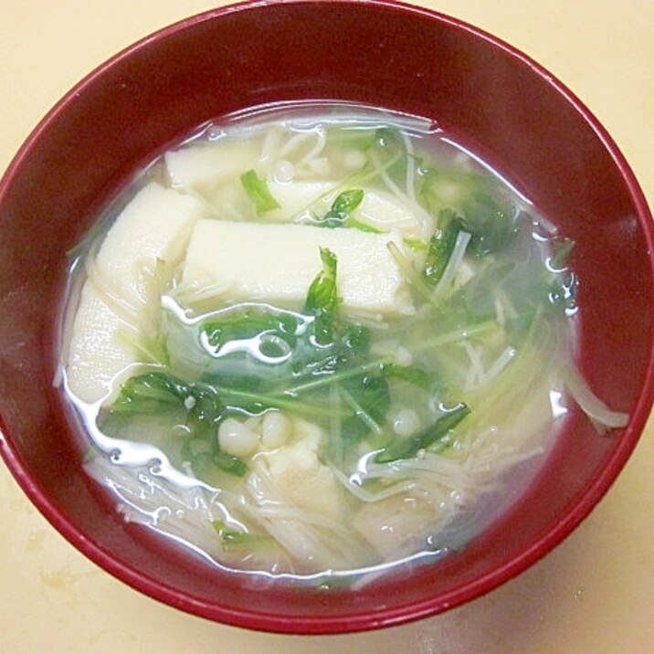 時短☆えのき・高野豆腐・水菜の味噌汁